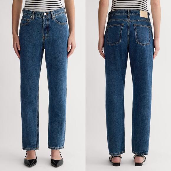 Everlane 90s Cheeky Jean Deep Atlantic Blue Organic Denim Straight Leg 23 Ankle - Picture 1 of 14